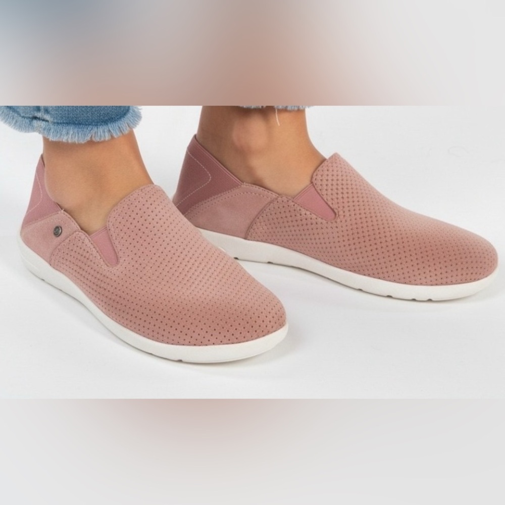 Spenco Women Siesta Convertible Perforated Suede Slip on Shoe Pink 7.5 Orthotic